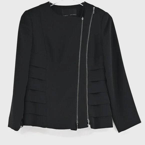 YANSI FUGEL Jacket Womens Size 4 Black Moto Double Zipper Grunge Bikercore NEW - Picture 1 of 7